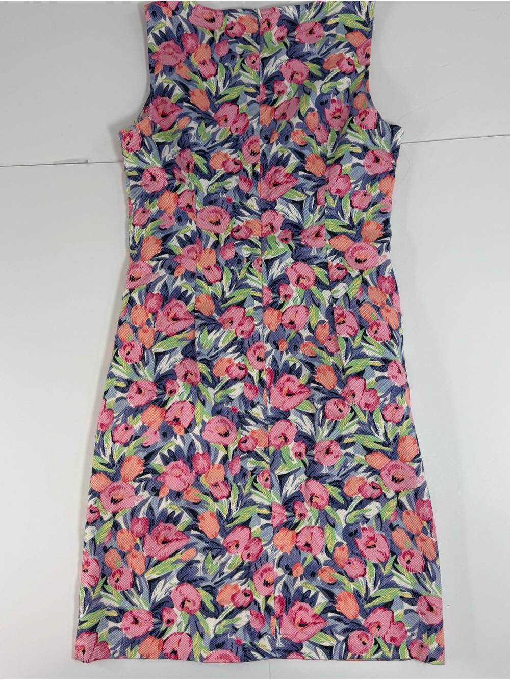 Talbots Pink Floral Sleeveless Midi Dress on Blue wedding guest spring summer